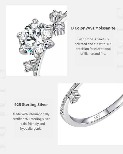 Moissanite Silver Ring Product Parameters – AriaEcho