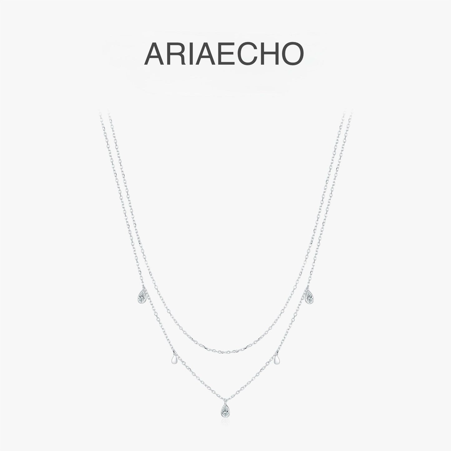 Moissanite Teardrop Layered Necklace