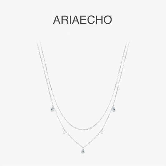 Moissanite Teardrop Layered Necklace