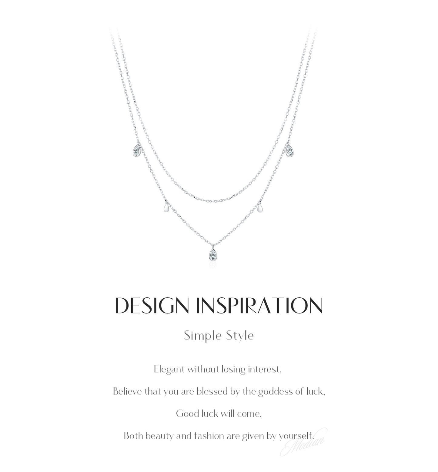 Moissanite Teardrop Layered Necklace