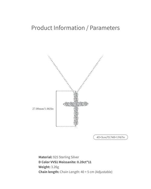 Product Parameters – Moissanite Cross Pendant Necklace