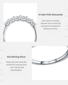 Six-Stone Moissanite Band Ring – D Color VVS1 moissanite detail