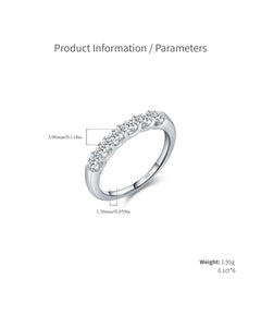 Six-Stone Moissanite Band Ring – stone size and band width diagram
