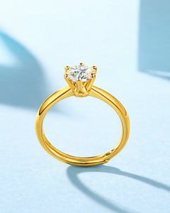 18K gold solitaire engagement ring side profile