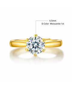 6.5mm 1ct D color moissanite 18K gold ring size guide