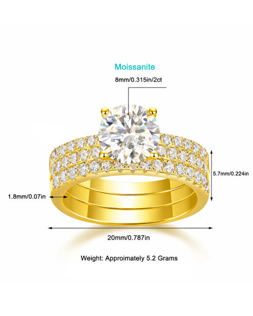 18K gold moissanite ring set dimensions and specifications chart