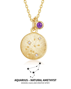 AriaEcho Aquarius zodiac birthstone necklace in gold-plated 925 sterling silver