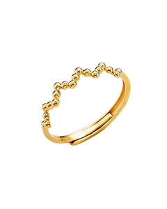 Beaded adjustable gold ring for women – minimalist open band jewelry