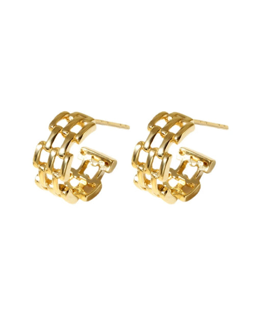 Chunky chain gold huggie earrings in 18K gold plated sterling silver