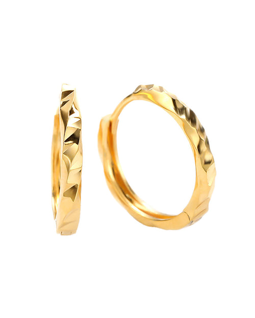 AriaEcho 18K gold plated diamond cut hoop earrings 17.5mm sterling silver minimalist gold hoops