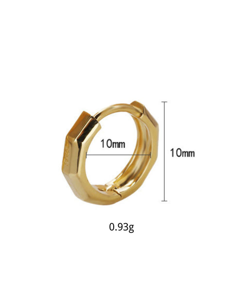 10mm mini gold huggie earrings lightweight small hoop size detail