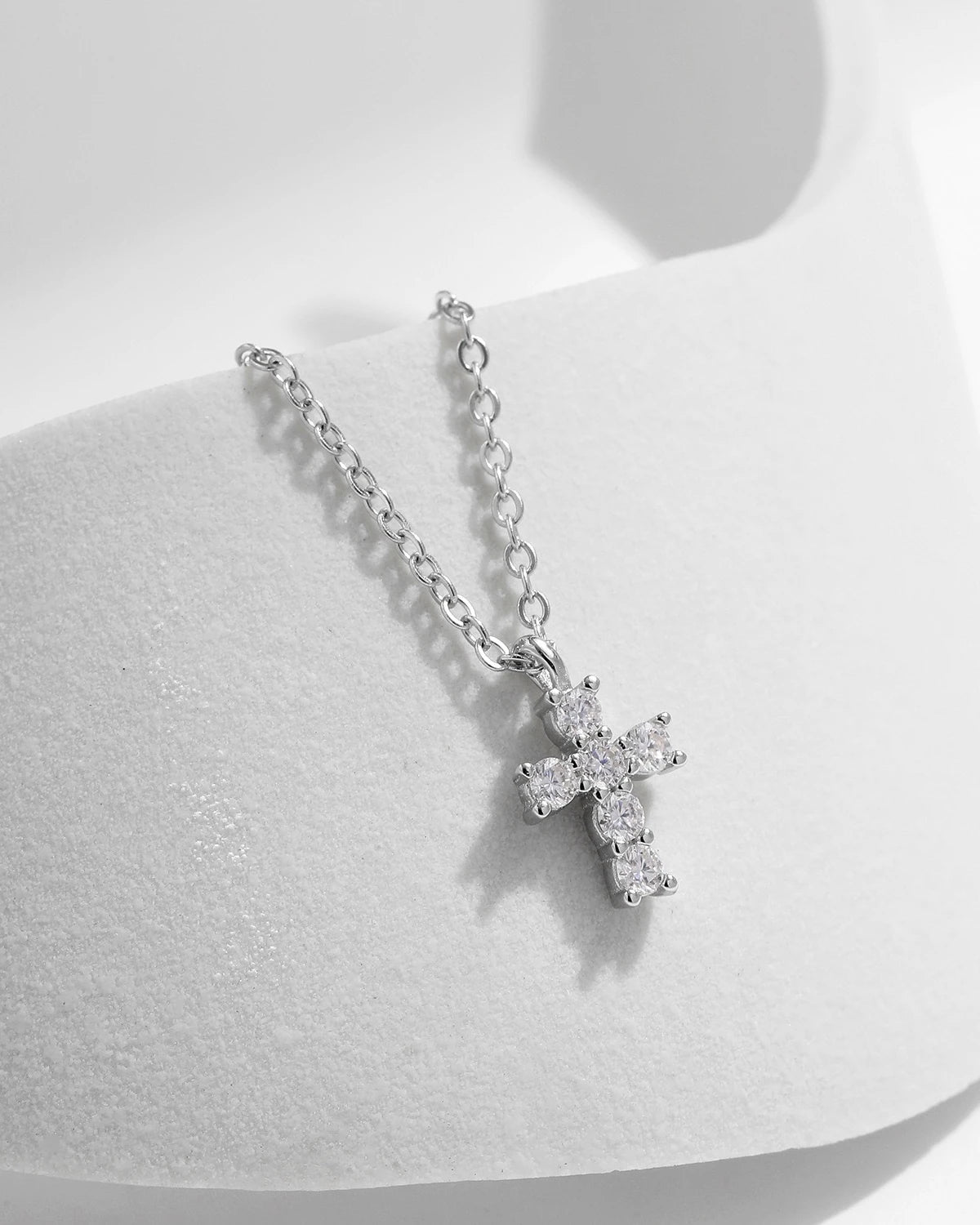 Design inspiration for dainty moissanite cross necklace