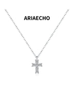 Dainty moissanite cross necklace in 925 sterling silver