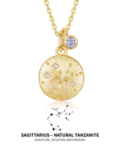 AriaEcho Sagittarius birthstone zodiac pendant necklace in gold-plated silver
