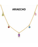 Natural amethyst dopamine gemstone necklace in 18K gold plated 925 sterling silver.