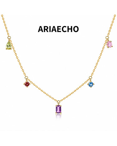 Natural amethyst dopamine gemstone necklace in 18K gold plated 925 sterling silver.