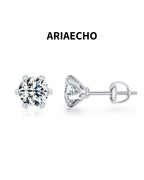 Classic moissanite stud earrings in 925 sterling silver by AriaEcho