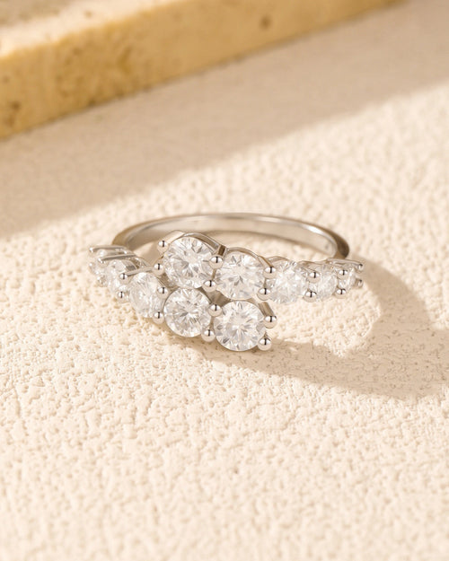 Cluster Moissanite Ring Top View