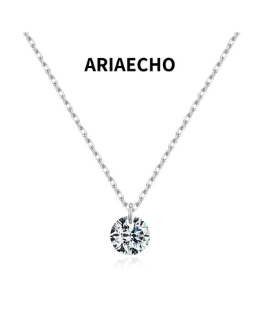 Dainty solitaire moissanite necklace in 925 sterling silver by AriaEcho