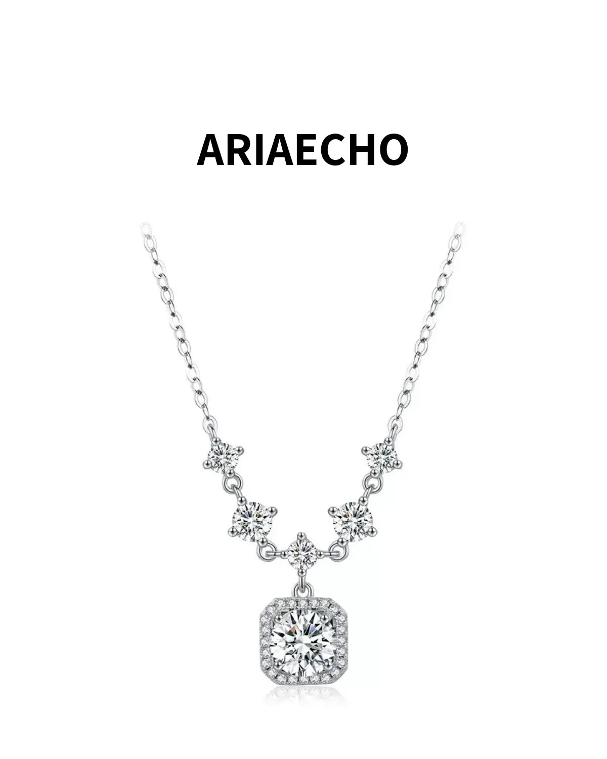 elegant 1ct moissanite halo necklace