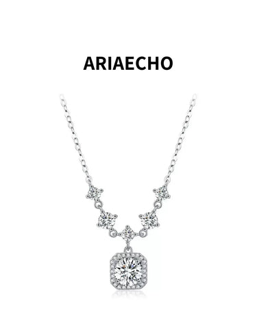 elegant 1ct moissanite halo necklace