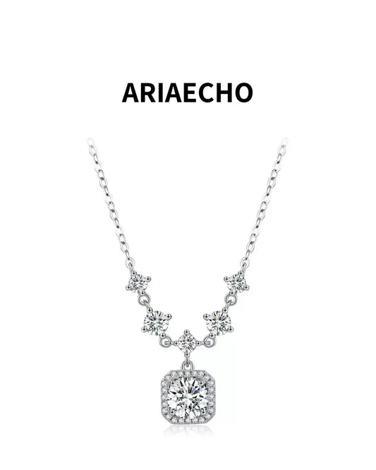 elegant 1ct moissanite halo necklace