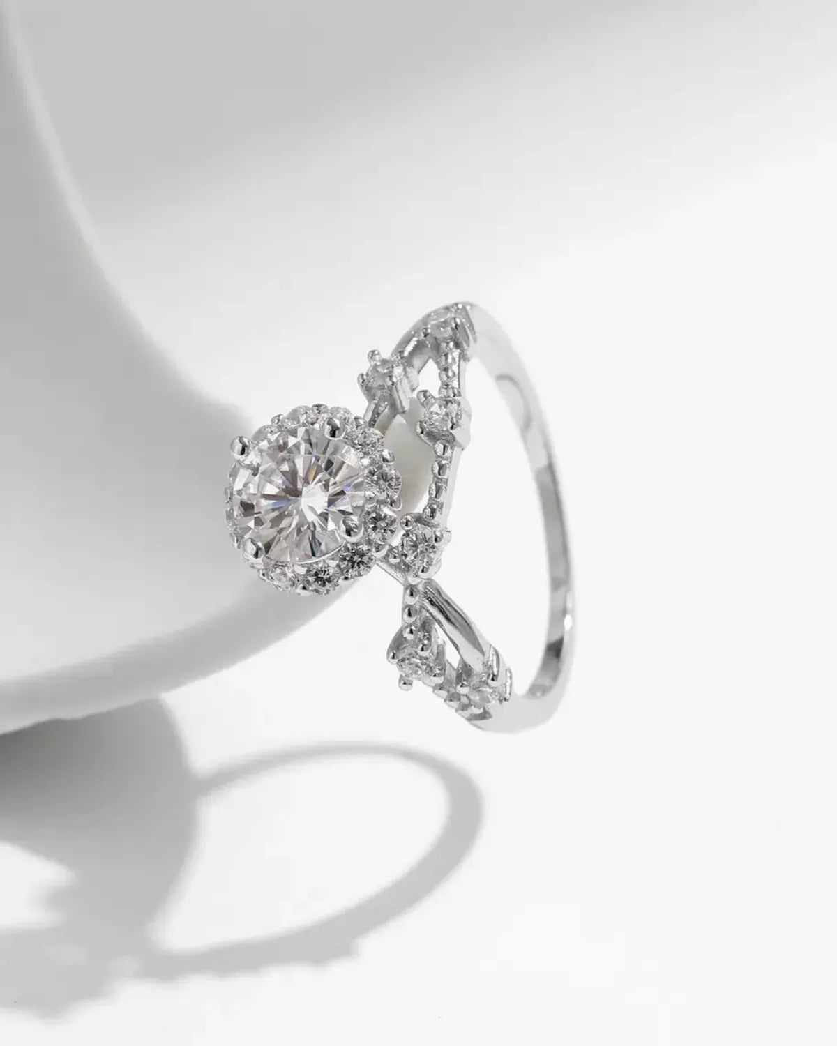 elegant moissanite crown ring close-up