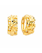 Gold faceted huggie earrings in 18K gold plated finish
