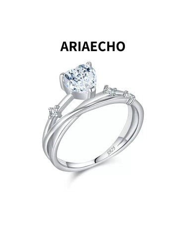Heart moissanite ring in 925 sterling silver by AriaEcho