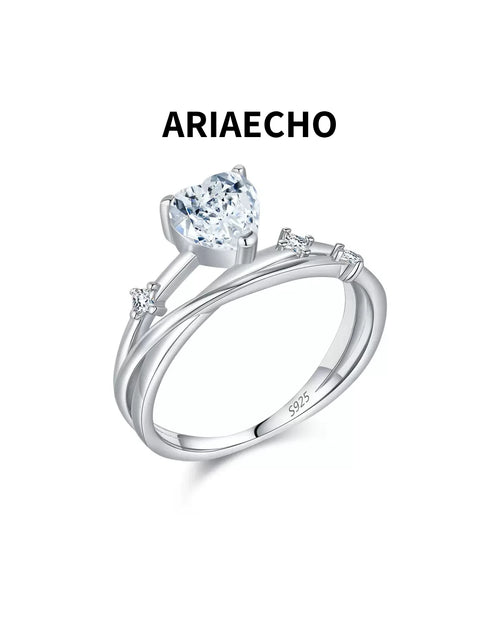 Heart moissanite ring in 925 sterling silver by AriaEcho