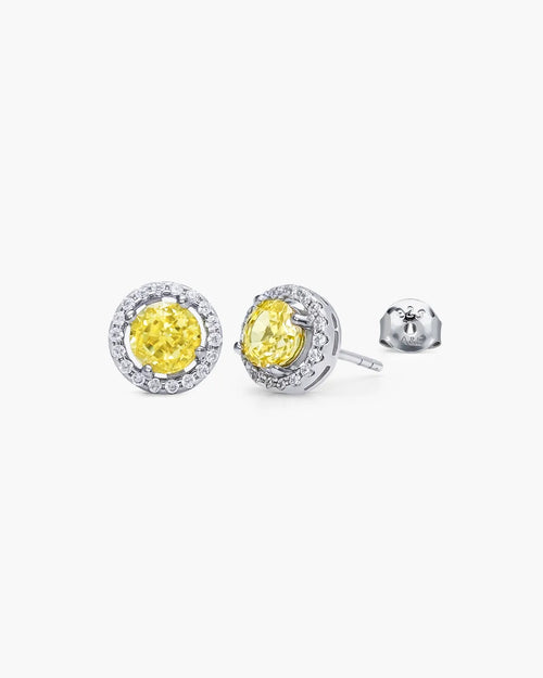 Éclatant Canary Round Studs-AriaEcho Jewelry