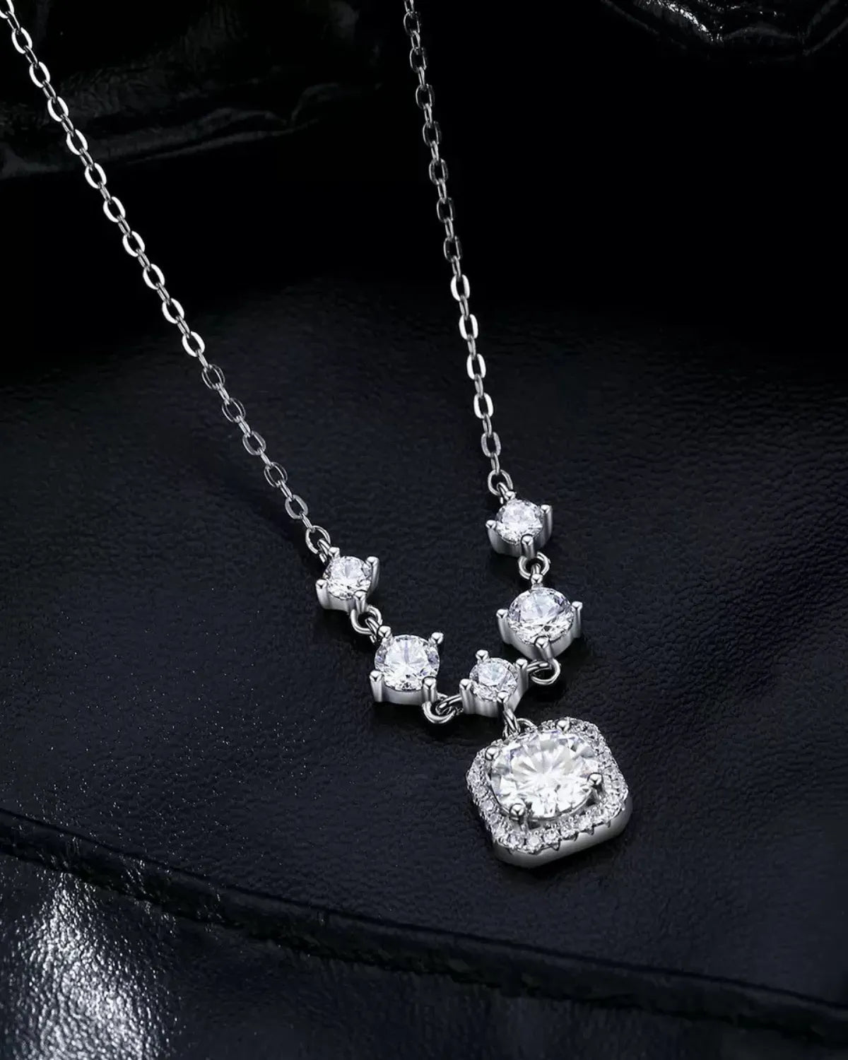 luxury moissanite necklace lifestyle shot