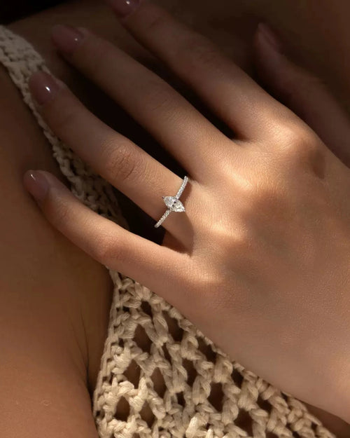 Marquise Moissanite Ring Worn on Hand
