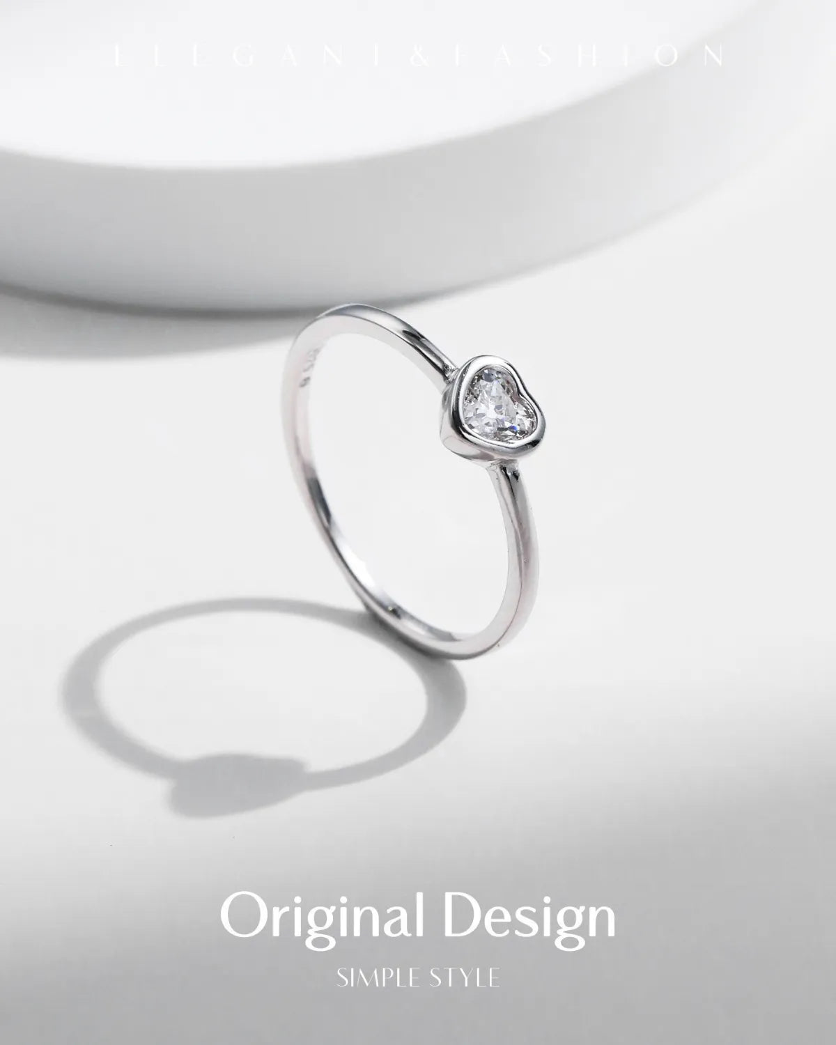minimalist heart moissanite ring with shadow