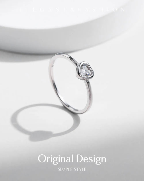 minimalist heart moissanite ring with shadow