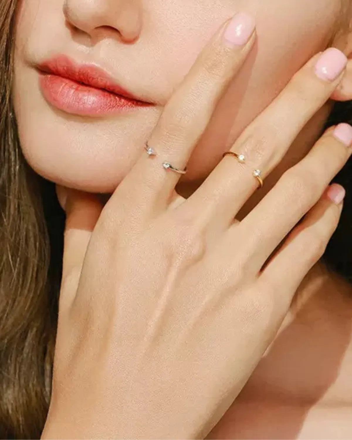 minimalist open ring on hand