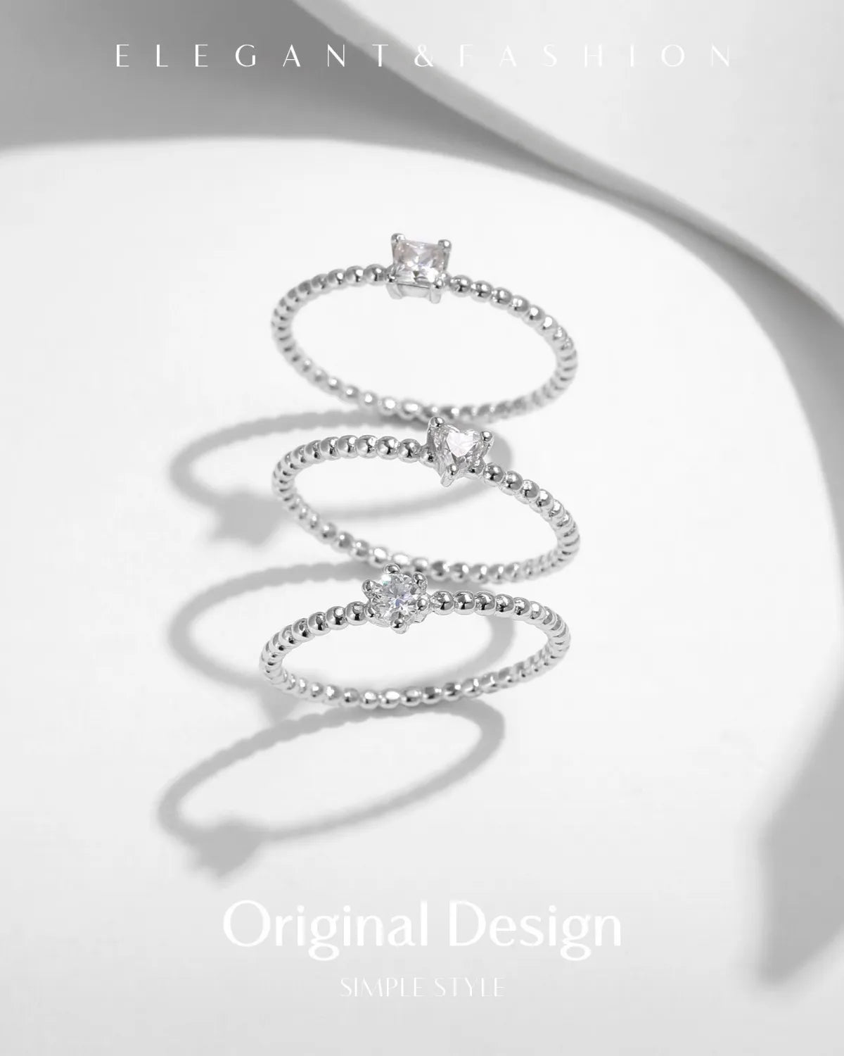 moissanite beaded ring in soft lighting