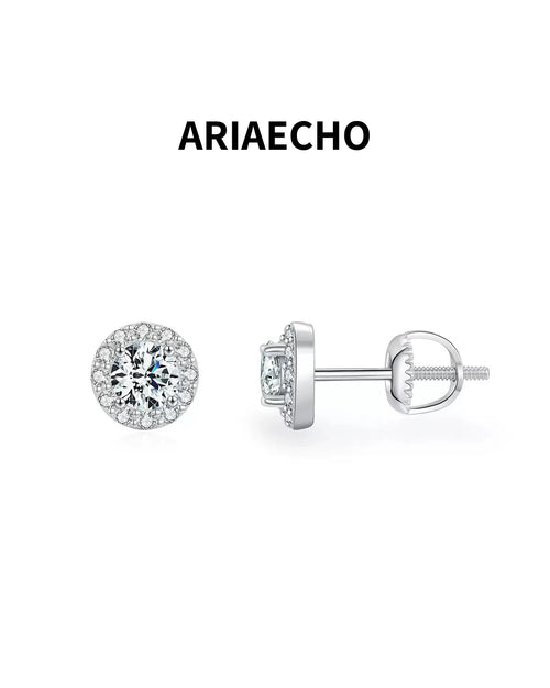 moissanite halo stud earrings front view