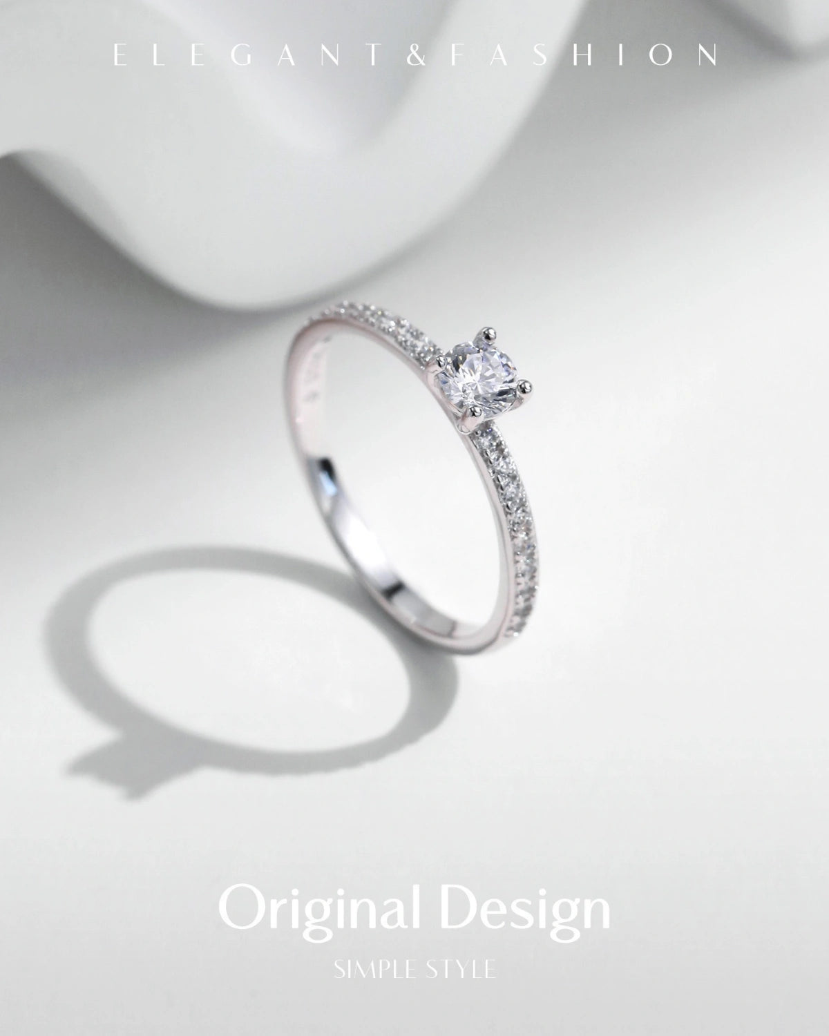original design pavé moissanite ring