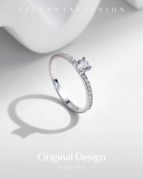 original design pavé moissanite ring