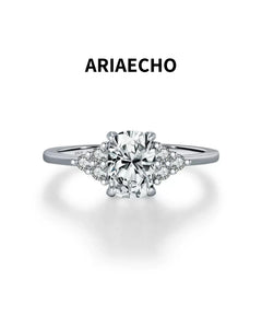 1.00ct oval moissanite ring in 925 sterling silver with side stones