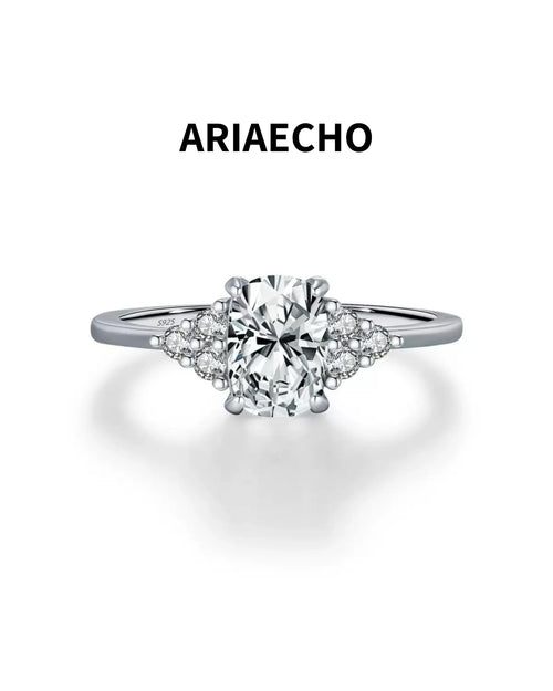 1.00ct oval moissanite ring in 925 sterling silver with side stones