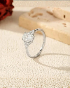Classic oval moissanite ring with brilliant side stones