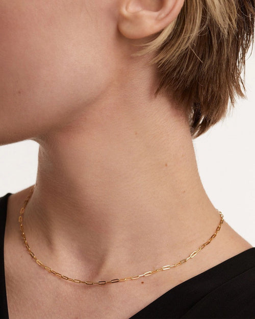 18K gold plated paperclip chain necklace for everyday wear