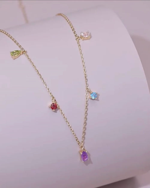 Natural amethyst dopamine gemstone necklace in 18K gold plated 925 sterling silver.