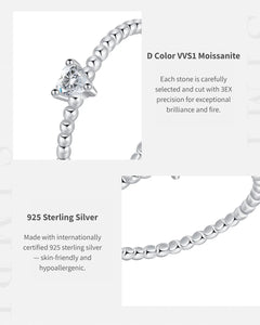 small moissanite beaded band ring set