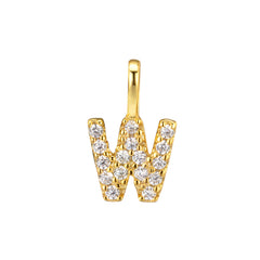 Gold Initial Necklace W – 18K gold plated sterling silver pendant with cubic zirconia