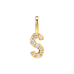 Gold Initial Necklace S – 18K gold plated sterling silver pendant with cubic zirconia