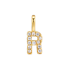 Gold Initial Necklace R – 18K gold plated sterling silver pendant with cubic zirconia