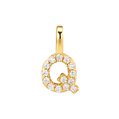Gold Initial Necklace Q – 18K gold plated sterling silver pendant with cubic zirconia